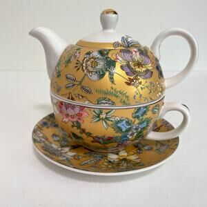 Park Chateau Stacked Teapot Cup and Saucer Gold Floral Regal Royal